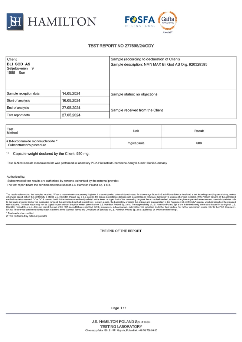 NMN MAX -Nicotinamid Mononucleotide 500mg 60 kaps -Kliniske Tester Avslører 21,6 % Mer NMN enn Oppgitt! - Bilde 5