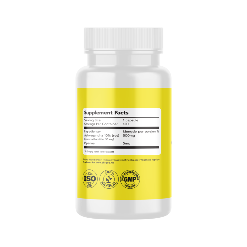 ASHWAGANDHA 500mg 10% 120 kaps -adaptogen - Bilde 3
