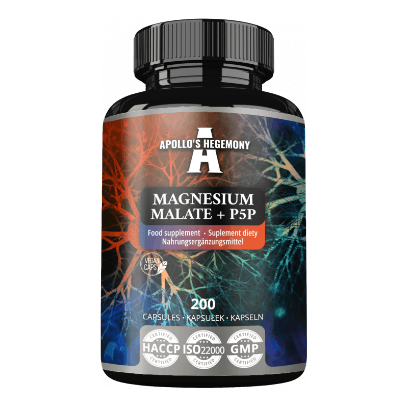 Magnesium Malate + P5P 200 kaps. -lab testet!