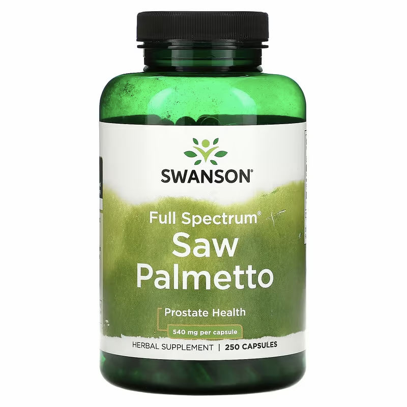 Swanson Saw Palmetto (Dvergpalme) 540 mg 250 kapsler - Støtte for Prostatahelse og Hormonbalanse
