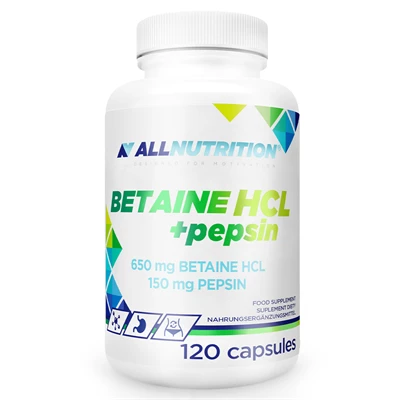 Betaine HCL & Pepsin 650mg 120 kapsler ALLNUTRITION