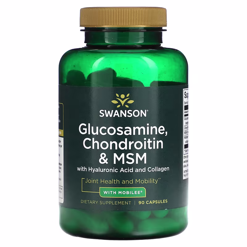 Swanson -Glucosamine, Chondroitin, MSM, Hyaluronic Acid, Collagen -90 Kapsler