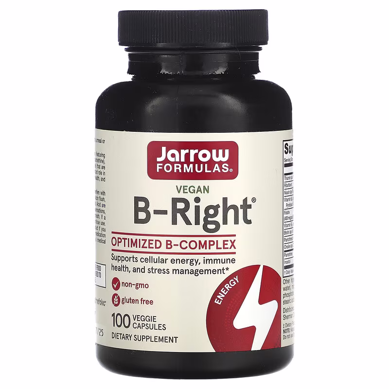 B-Right – B-kompleks med metylfolat og B12 Jarrow Formulas (100 kapsler)